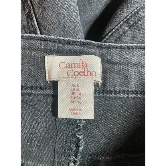 Revolve CAMILA COELHO Crystal Embellised Black Jeans Straight Leg High Waist 6 - Picture 3 of 9